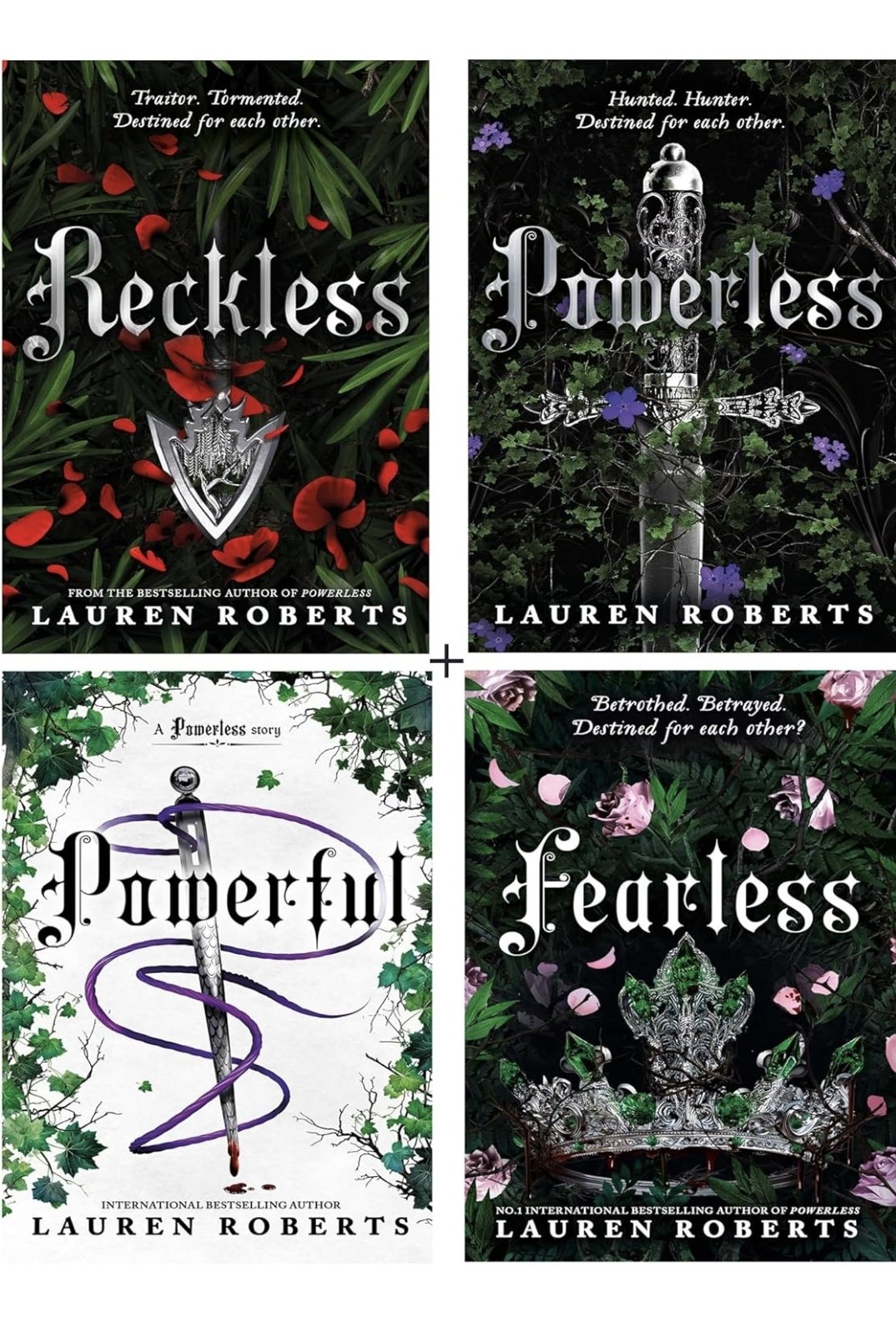 Powerless series by Lauren Roberts (Powerless + Reckless + Powerful + Fearless) Premium Quality