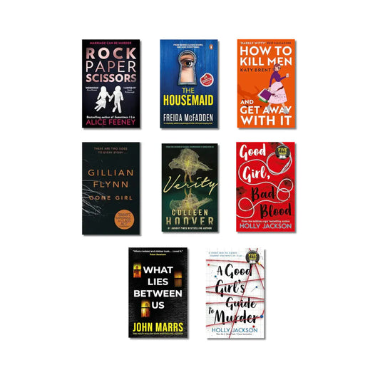 Psychological Thriller & Mystery Book Lot (8 Books) - Gone Girl, Verity, Alice Feeney, Holly Jackson, Freida McFadden
