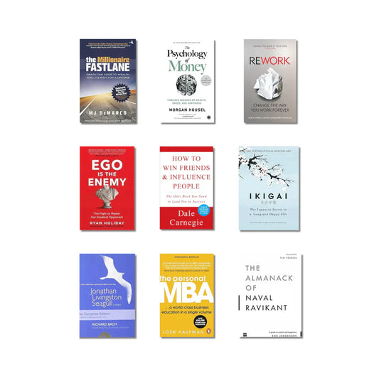 Business, Finance & Self-Help Book Lot (9 Books) - Naval Ravikant, Morgan Housel, Dale Carnegie, Ryan Holiday