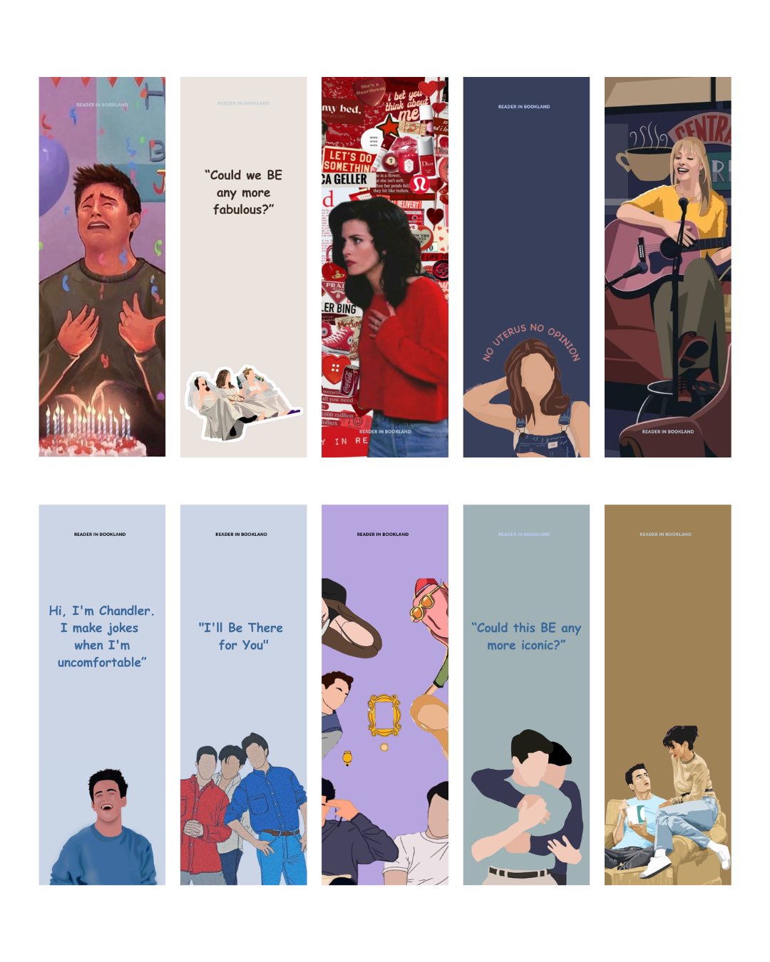 Friends Themed Bookmarks – Set of 10