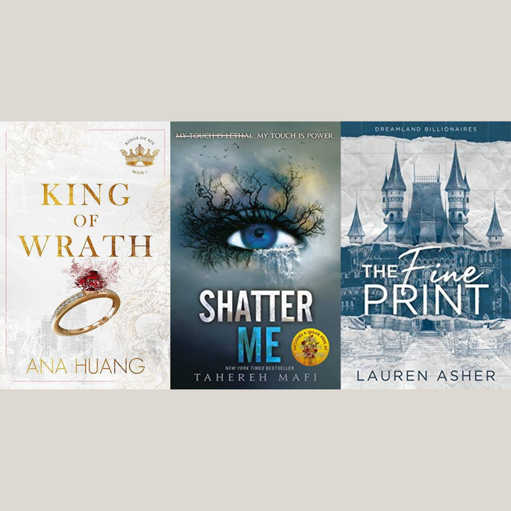 King of Wrath + Shatter me + The fine print (3 Books, English)