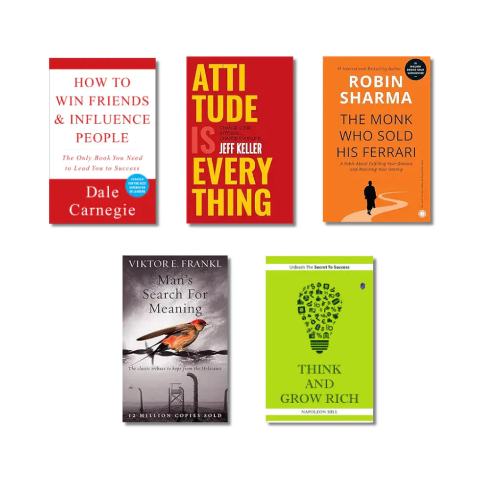 Classic Self-Help & Personal Development Book Lot (5 Books) - Dale Carnegie, Napoleon Hill, Viktor Frankl, Robin Sharma